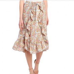 June & Hudson floral print ruffled tie waist skirt